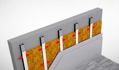 Каркасная система для шумоизоляции стены из тонких материалов